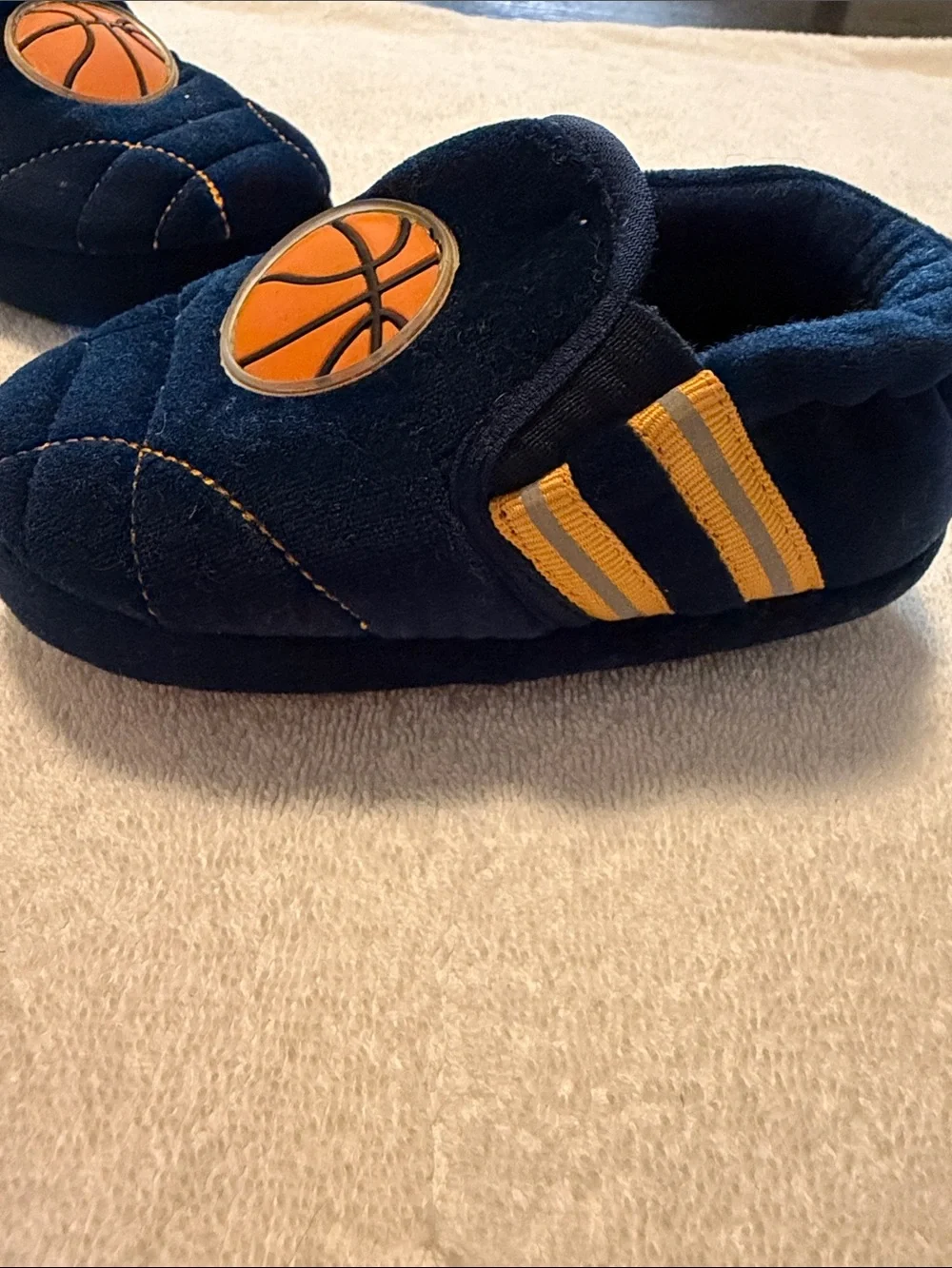 Stride Rite Navy and Orange Basketball Slippers for Kids